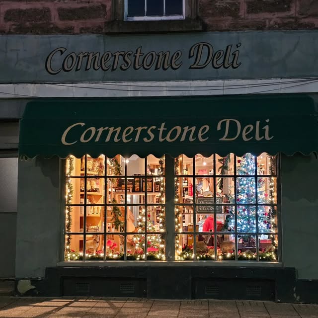 The festive window at Cornerstone Deli in Blairgowrie